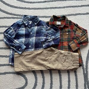 J. Crew Crewcuts Flannel Tartan Plaid Bundle Khaki Pants Size 2T